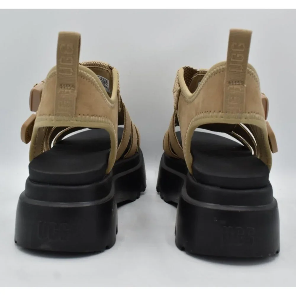 UGG Tan Strappy Platform Sandals with Black Sole